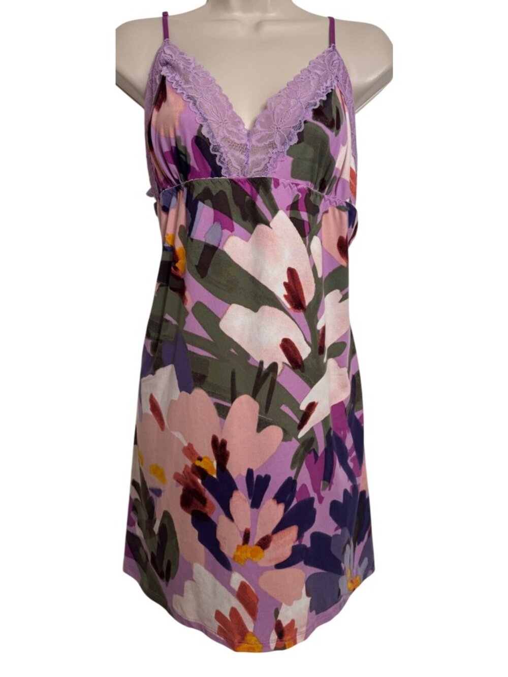 Linda Donatello Size XL Nightgown Purple NWT Lace Trim Chemise